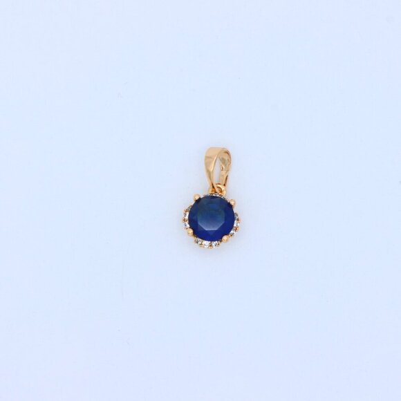 "Elegant Round Blue Gemstone Pendant in Rose Gold, XPPT1324 - Picture 9 of 13